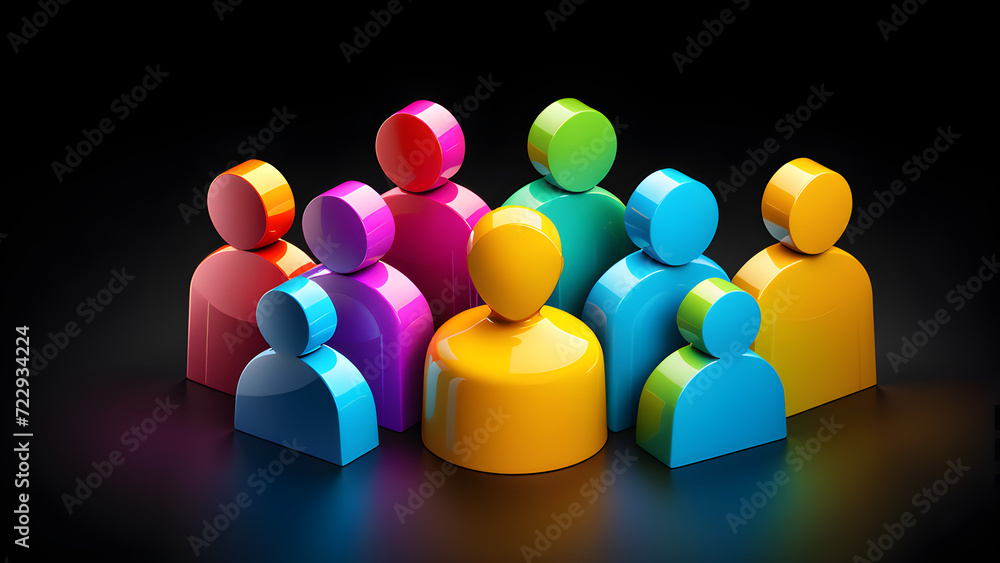 Obraz premium Color full latest trendy group of users. user icons symbol isolated on a black background. With black copy space