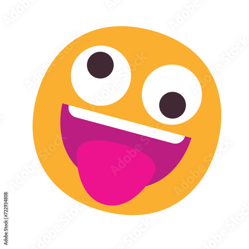 Be Careful - Slippery Ramp vector sign sticker design.Zany Face vector icon. Isolated yellow face with its head tilted, its tongue hanging out of a big grin, and wide eyes in a wild, cockeyed expressi