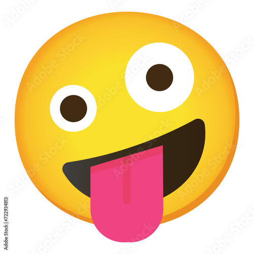 Be Careful - Slippery Ramp vector sign sticker design.Zany Face vector icon. Isolated yellow face with its head tilted, its tongue hanging out of a big grin, and wide eyes in a wild, cockeyed expressi