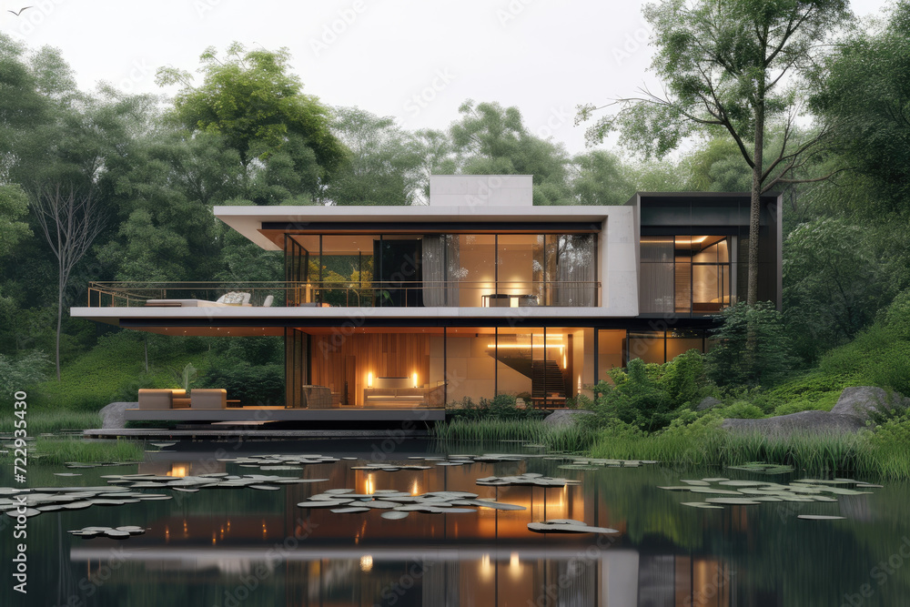 a modern minimalist house in nature