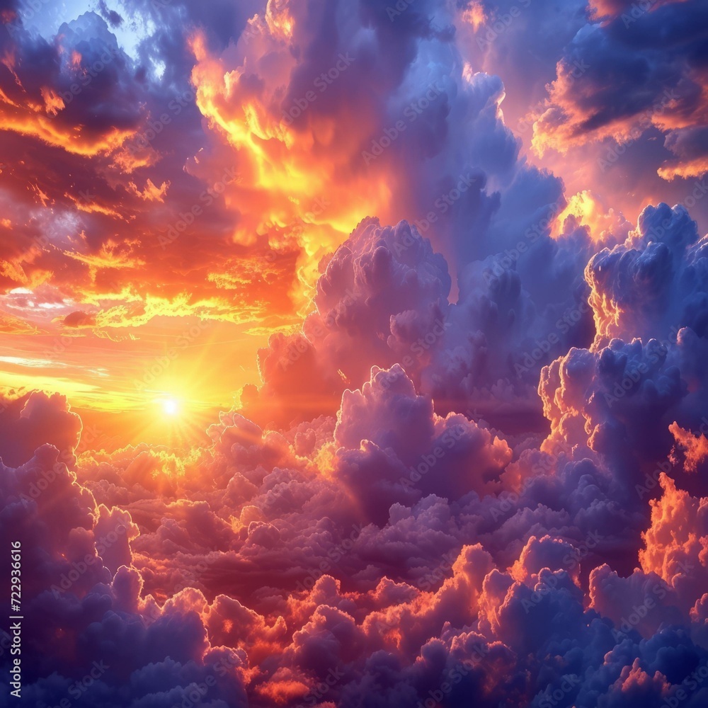 A Stunning Sunset Over the Clouds