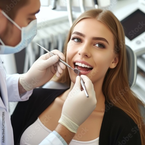 Dentist examining a patient s teeth