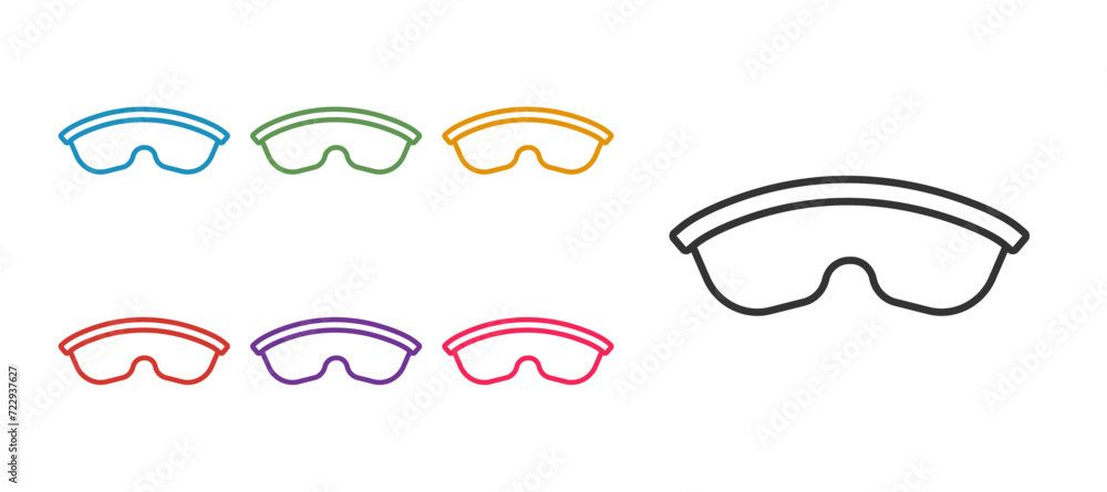 Set line Safety goggle glasses icon isolated on white background. Set icons colorful. Vector Set line Safety goggle glasses icon isolated on white background. Set icons colorful. Vector