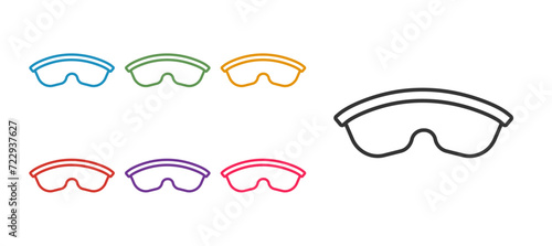 Set line Safety goggle glasses icon isolated on white background. Set icons colorful. Vector