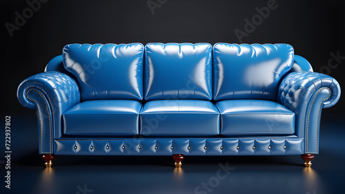 yellow leather sofa. 3d luxury yellow couch. isolated on a black background. With black copy space