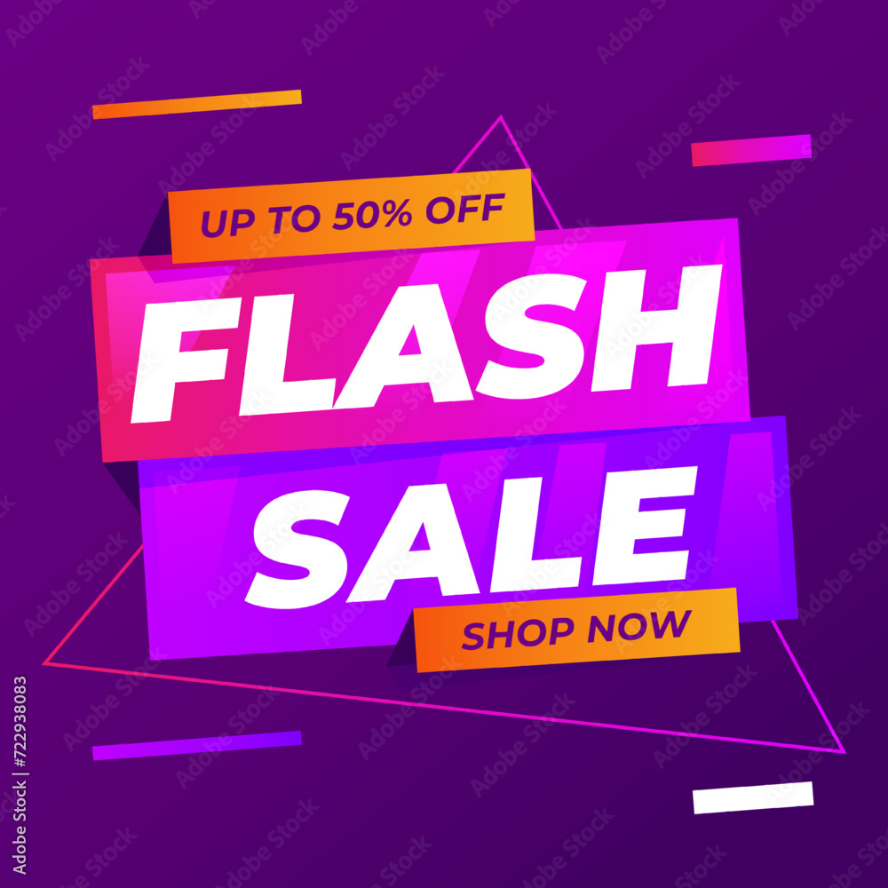 Flash Sale Abstract Colorful Background with Discount Up To 50%. Shop Now. Vector. Illustrator. Up To 50% Off.