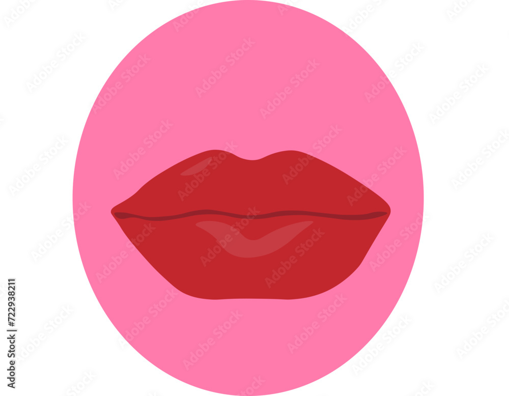 large red lips on a pink background