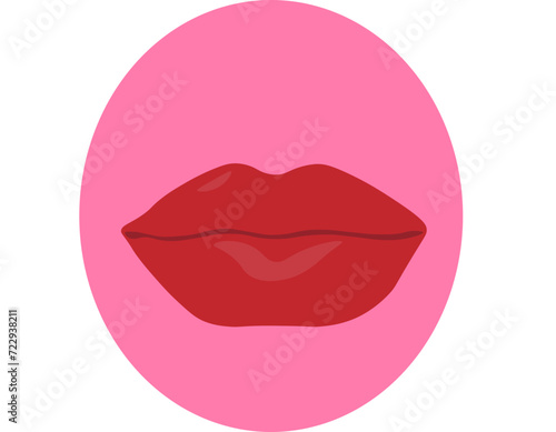large red lips on a pink background