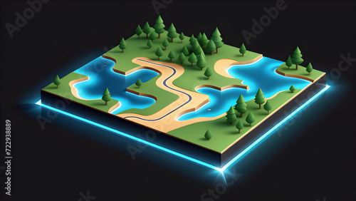 map symbol icon 3d. Locator mark of map and location pin or navigation icon sign. geolocation map path distance. GPS cartography position. Pin. isolated on a black background. With black copy space