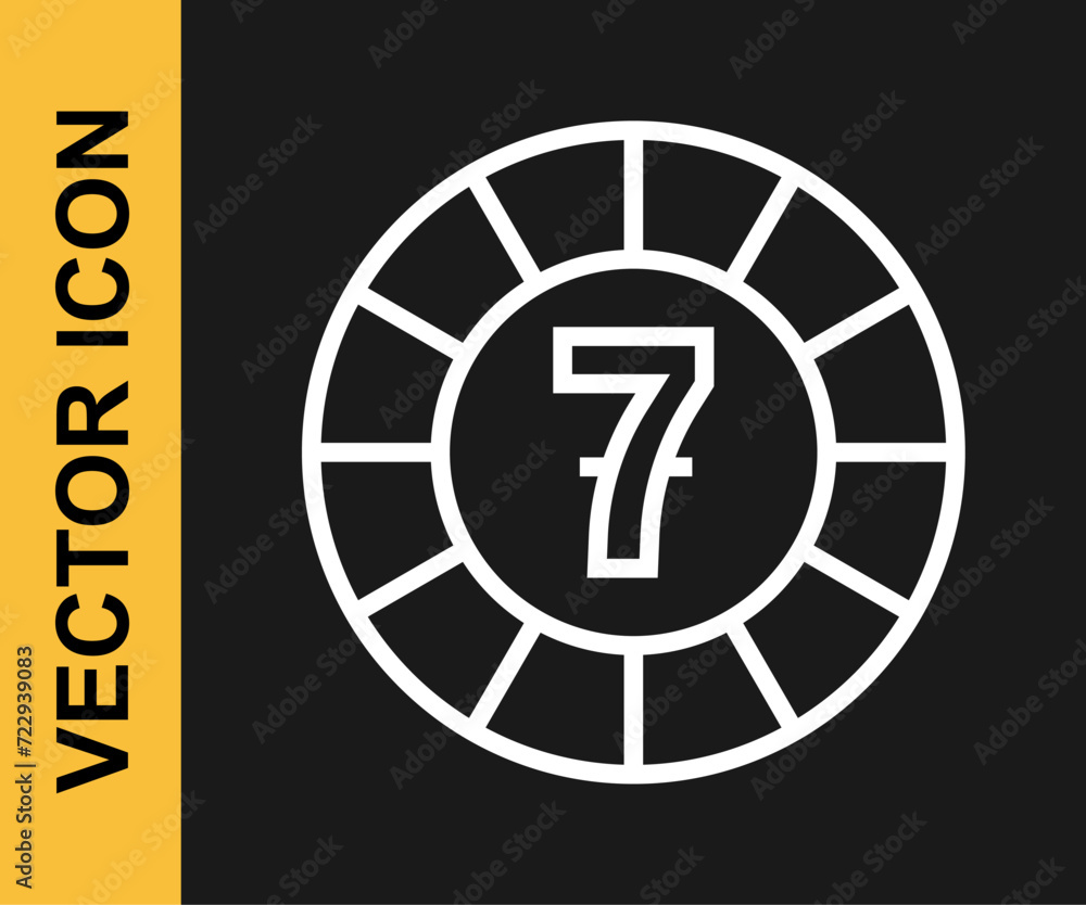 White line Casino chips icon isolated on black background. Casino gambling. Vector White line Casino chips icon isolated on black background. Casino gambling. Vector