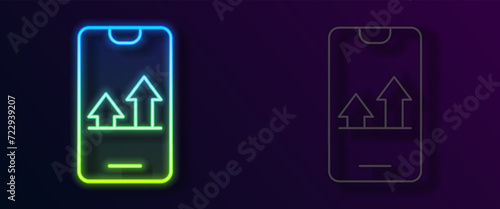 Glowing neon line Online sports betting icon isolated on black background. Sport bet bookmaker. Betting online make money. Vector