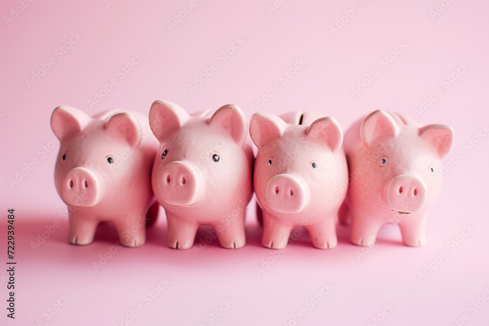 pink background with piggy bank.