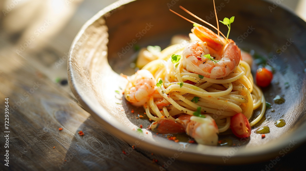 100 grams of spaghetti, intertwined with mozzarella and spices