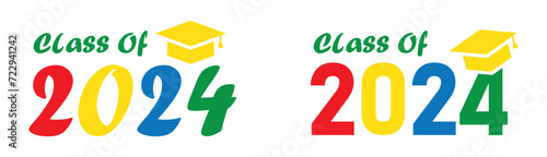 Class of 2024 set icon, vector illustration