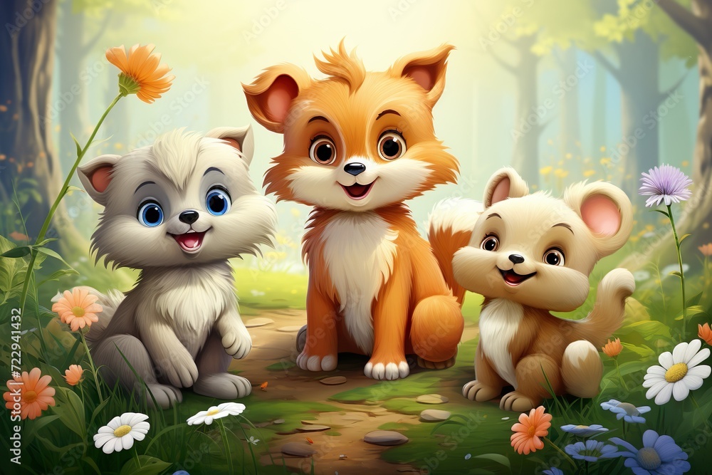 cute character animal in the meadow generative ai cute character animal in the meadow generative ai