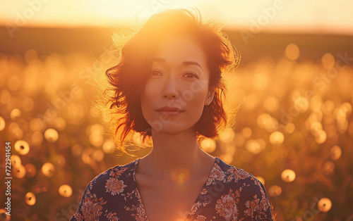 Woman Standing in a Field of Dandelions