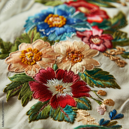 watercolor modern tropical leaf pattern, muted colors, embroidery