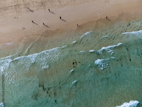 Caleta del bajo, corralejo grandes playas white sandy beach with blue water near Corralejo touristic town on north of Fuerteventura, Canary islands, Spain photo