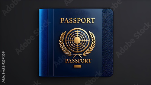 Passport book. 3d symbol icon. isolated on a black background. With black copy space