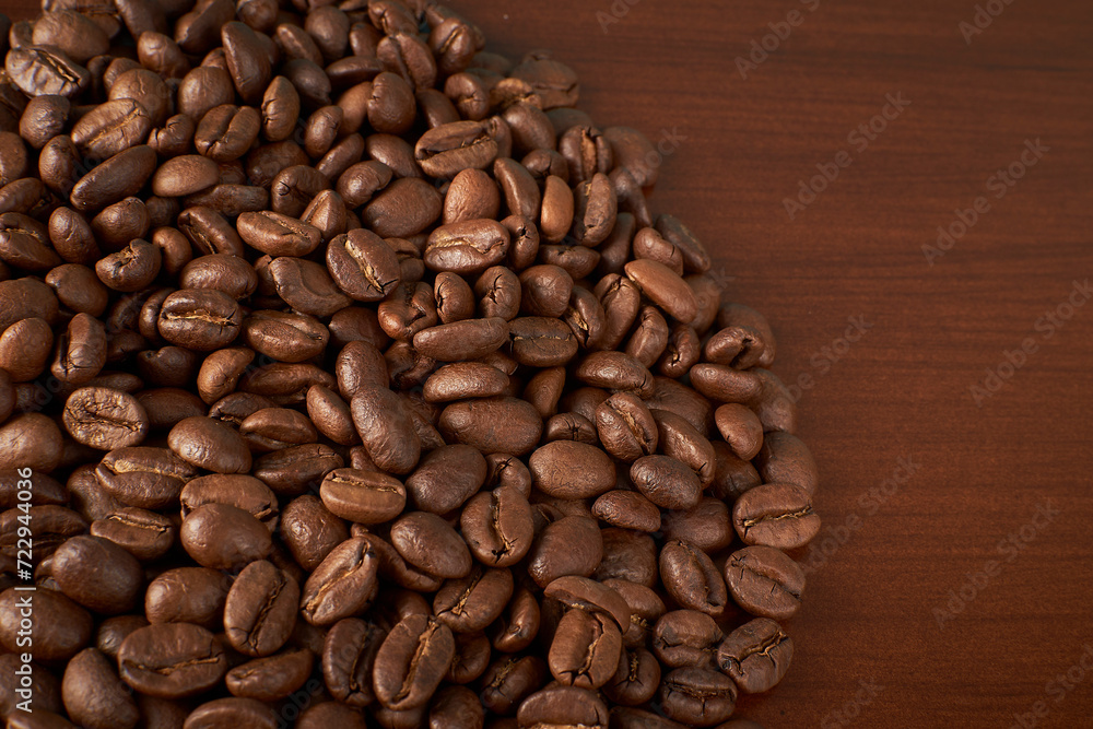 Closeup of a stack of fresh coffee beans