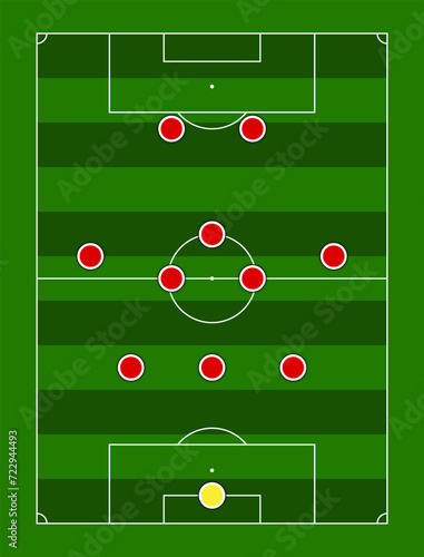 The 3-5-2 Formation. Football team formation. Soccer or football field