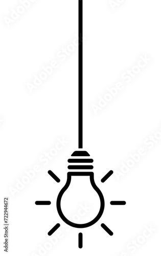 Hanging light bulb on white background