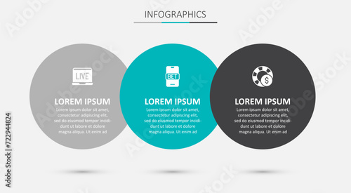 Set Online sports betting, poker table game and Casino chips. Business infographic template. Vector