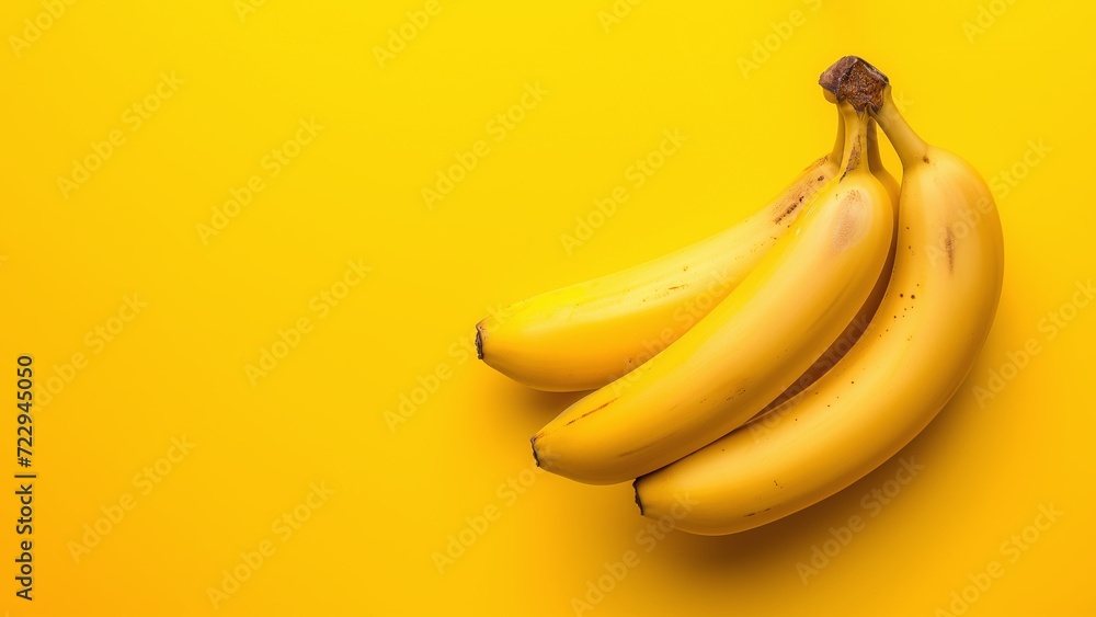 Des bananes sur un fond jaune - obrazy, fototapety, plakaty 