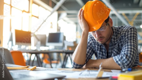 Construction engineer stress of Construction project failure.Unemployment in the Covid Virus Crisis 19. The impact of the outbreak of the virus Covid 19. Business Failure Crisis.