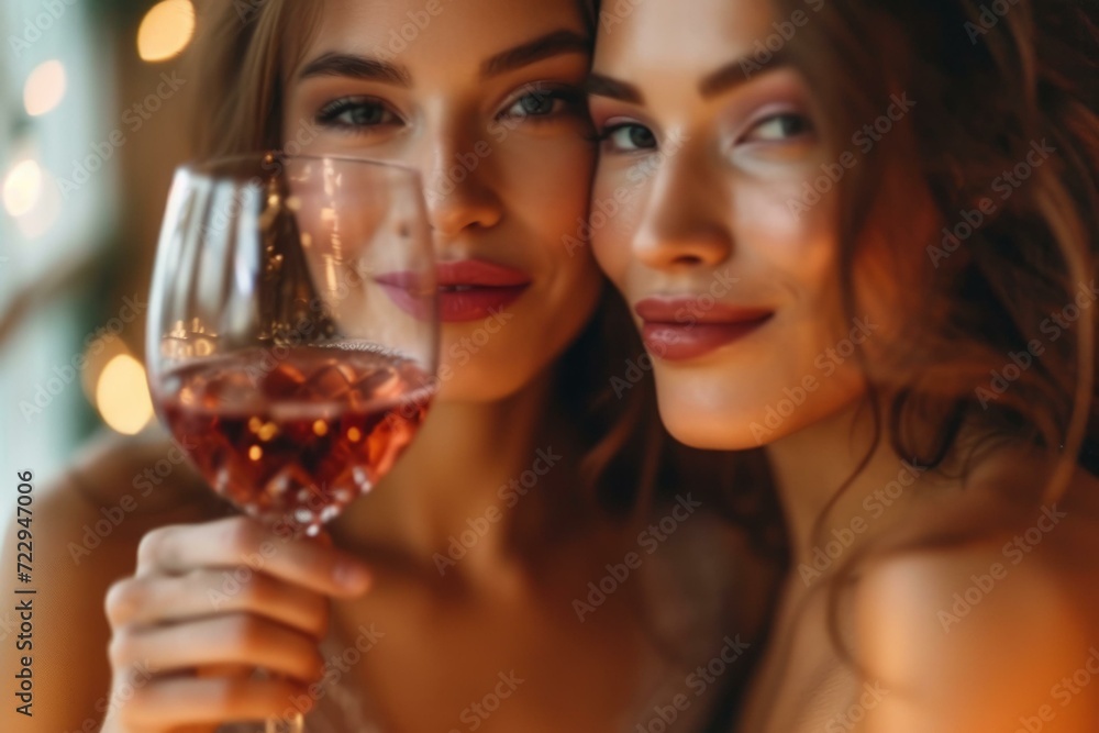 Two beautiful young women with wine glasses Two beautiful young women with wine glasses