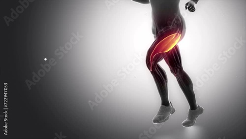 vastus lateralis - leg muscles anatomy 3d animation photo