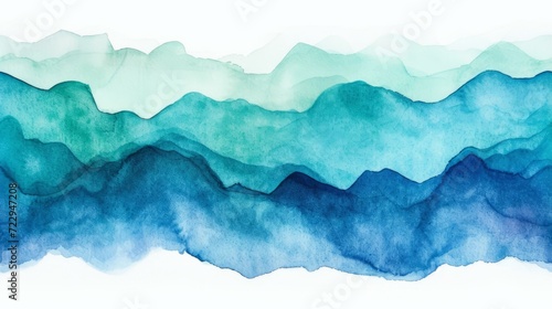 Abstract watercolor background with blue and green waves © Molostock