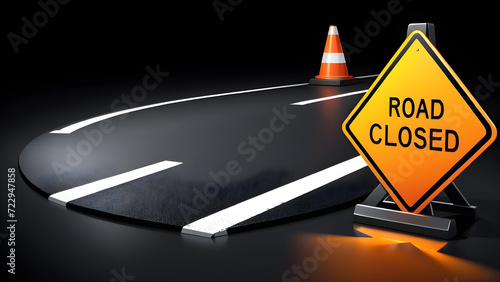 warning triangle Road safety symbol. Accident zone. Danger warning icon. alert triangle warns sign in. Animal crossing road closed sign icon vector clipart isolated on black background. photo