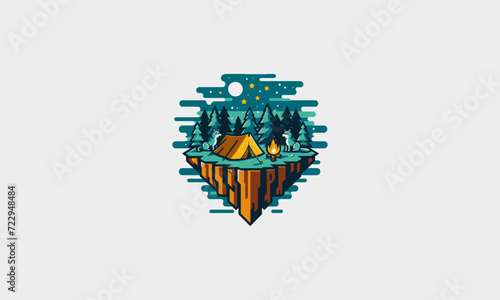 camping on forest vector illustration flat design