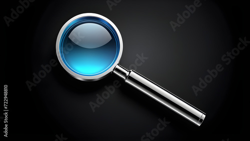 zoom magnifying glass on a black background. 3d search icon. magnifying sign, glass, magnifier or loupe sign, search .isolated on a black background. With black copy space