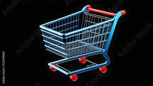 shopping cart with gifts. hopping cart icon 3d. isolated on a black background. With black copy space