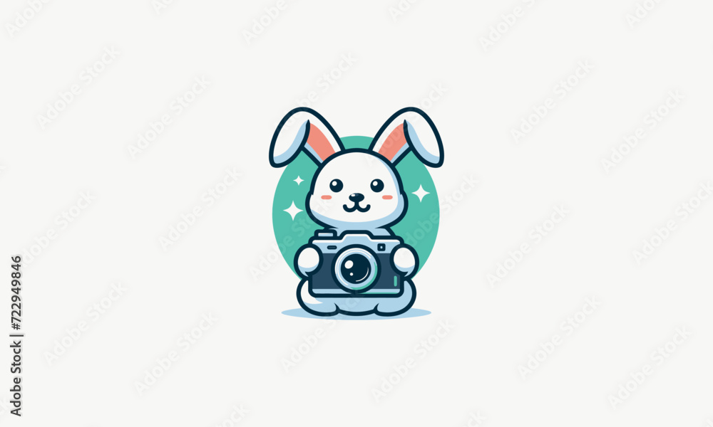 rabbit hold camera vector logo design rabbit hold camera vector logo design