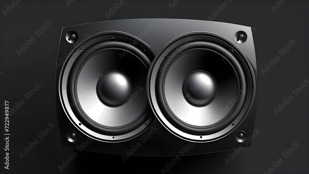 audio speaker icon 3d. The loudspeaker is isolated on a black background. Modern powerful audio speaker. With black copy space audio speaker icon 3d. The loudspeaker is isolated on a black background. Modern powerful audio speaker. With black copy space