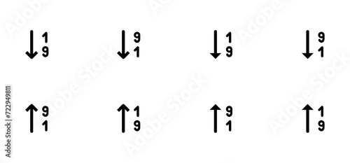 Sort / organize number or enumerate list line art icon for apps and websites, vector editable illustration