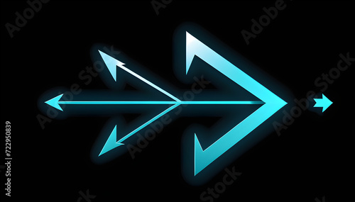 arrow expand. color arrow on a black background. With black copy space photo