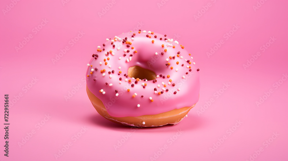 Pink donut with sprinkles Pink donut with sprinkles