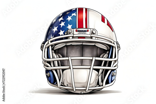 Front view of isolated illustration american football helmet