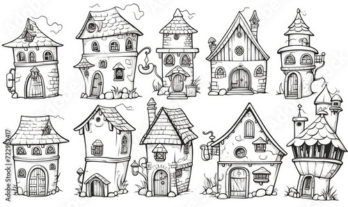A bunch of houses that are drawn in pencil