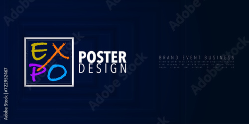 Abstract colorful exhibition poster design template with wavy lines effect background. Expo Event banner. Can be used for business, marketing and advertising. logo graphic design of annual summit