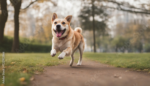 A happy dog on the park