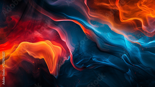  Fiery Red and Cool Blue Abstract Flow Background