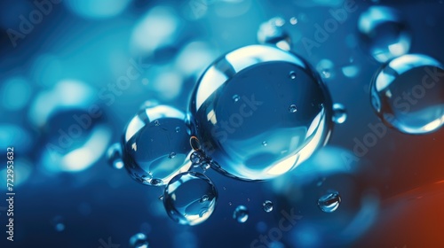 A close-up view of a bunch of water bubbles. This image can be used to depict concepts related to purity, freshness, or tranquility.