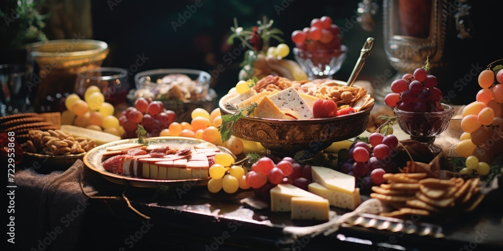 A table filled with a wide assortment of delicious food. Perfect for showcasing different types of cuisine and culinary options A table filled with a wide assortment of delicious food. Perfect for showcasing different types of cuisine and culinary options