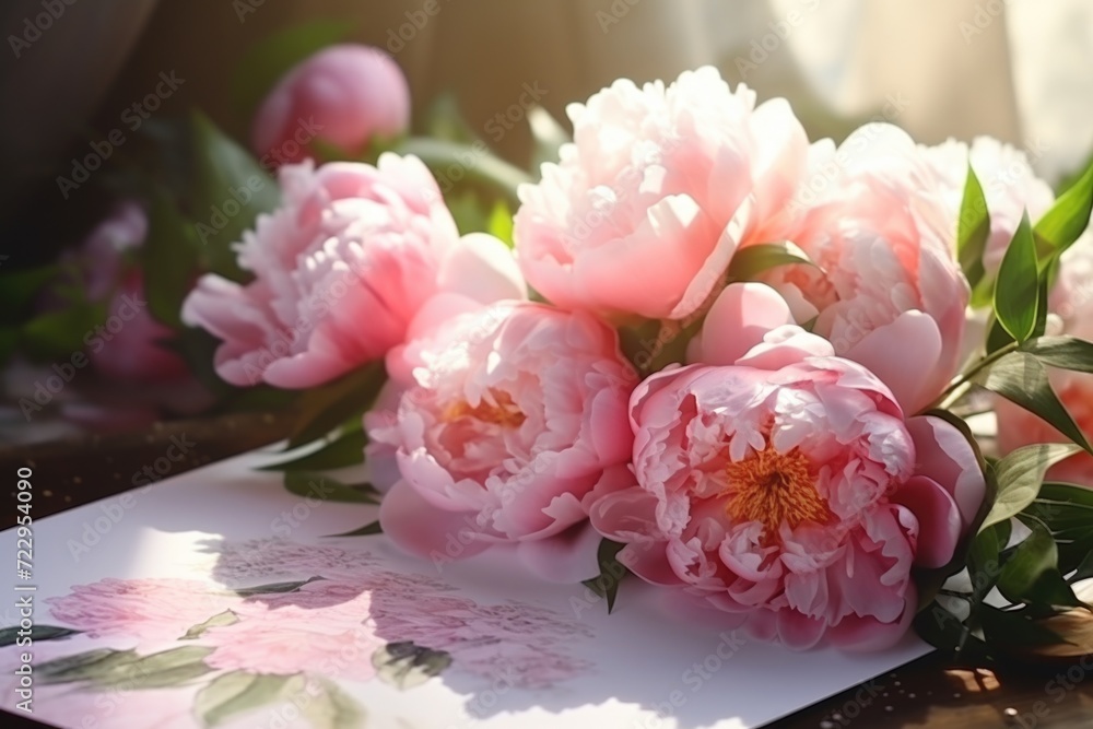 A bunch of pink flowers sitting on top of a table. Perfect for adding a touch of elegance to any space A bunch of pink flowers sitting on top of a table. Perfect for adding a touch of elegance to any space