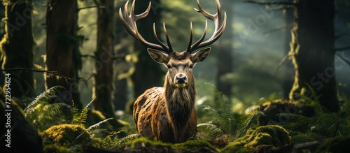 A stag against a forest background photo